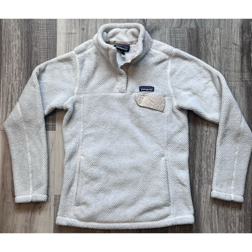Patagonia Jacket Womens XS Ivory Fleece Re Tool Snap T Pullover Sweater Soft